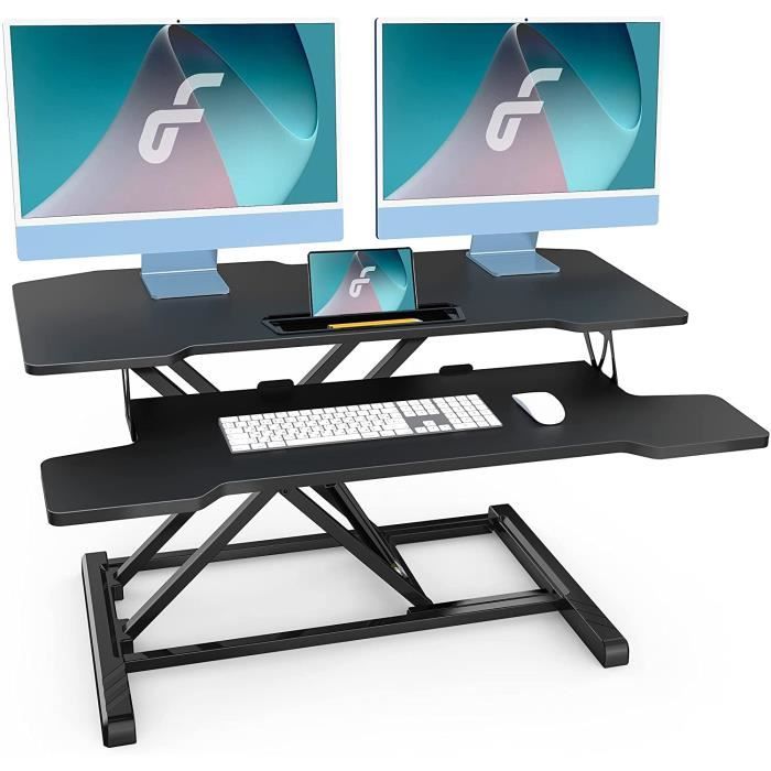 FITUEYES Bureau Assis Debout Moyen Noir 36/'/'//91.5cm Bureaux et postes de Travail avec Plateau pour Clavier Sit to Stand Hauteur réglable SD309101WB