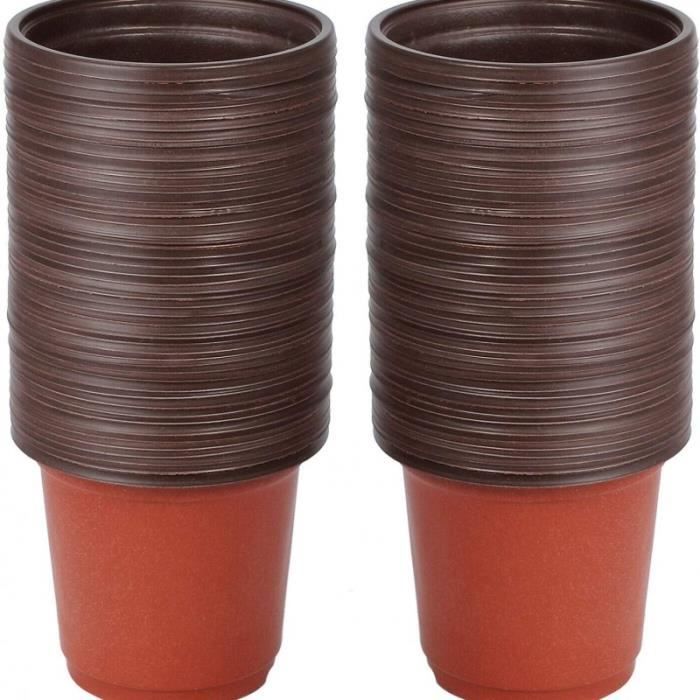 GK43001 100PCS Plastique Réutilisables Pot semis Godets Semis Ronds Pots Plantes Pot de Repiquage Pot de Culture pour la Plantat
