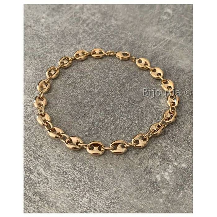 Bracelet - BIJOUXIA - Grain de Café Bombé - Plaqué Or 18 Carats - Mixte - 19 cm
