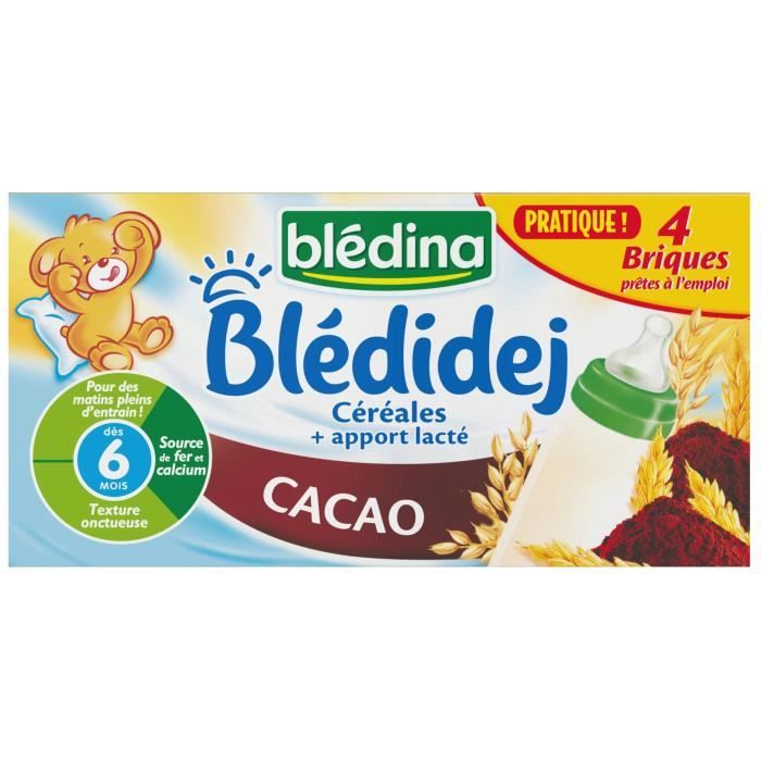 Blédina Blédidej, Céréales bébé Lactées, Dès 6 Mois, 250ml (4 briques) -  Pack de 3
