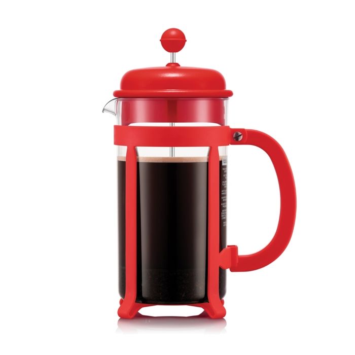Cafetiere+à+piston+-+BODUM+-+Java+-+Monture+et+couvercle+en+plastique+-+8+tasses+-+1+l+-+Rouge