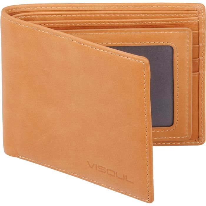 Portefeuille Homme En Cuir Véritable, Blocage Rfid Portefeuille Pour