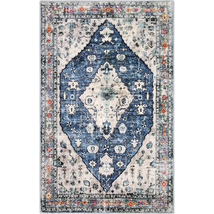 MAST DOO Tapis de salon bohème, 140 x 200 cm, doux, lavable, antidérapant, pour chambre à coucher, salle à manger, cuisine