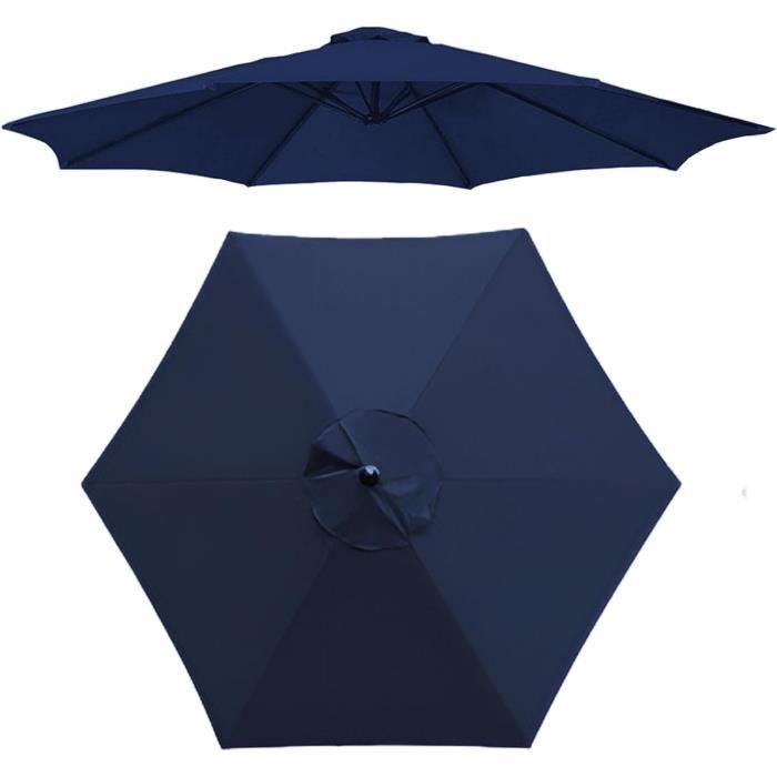 AIMENJOY Toile De Remplacement Parasol Jardin 2m 2.7m 3m - Housse 6 Bras Hexagonale Anti-UV Imperméable