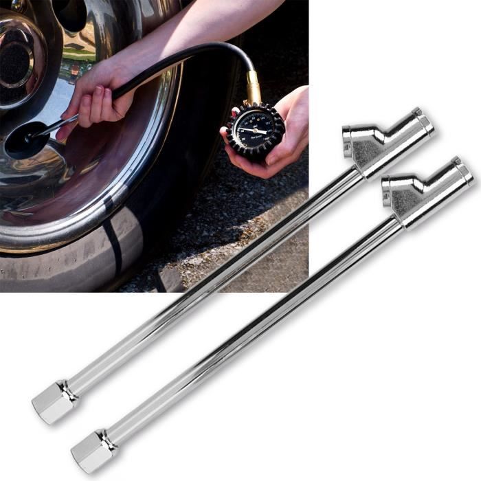 Mandrin Pneumatique Double Tête NPT - Pour Gonflage Pneus Voiture - Poussoir, Alliage Métal, Longueur 26,5 Cm - 9