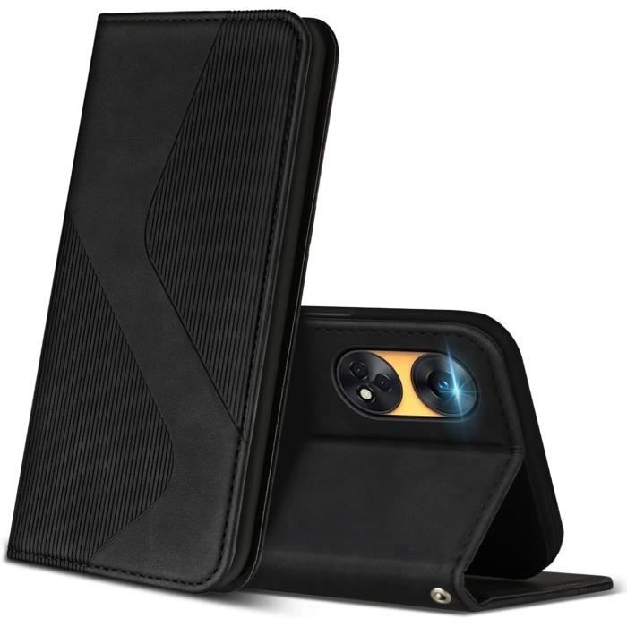 Housse Portefeuille En PU Cuir Pour Oppo Reno 8 - Coque Avec Porte-cartes, Couleur Noire