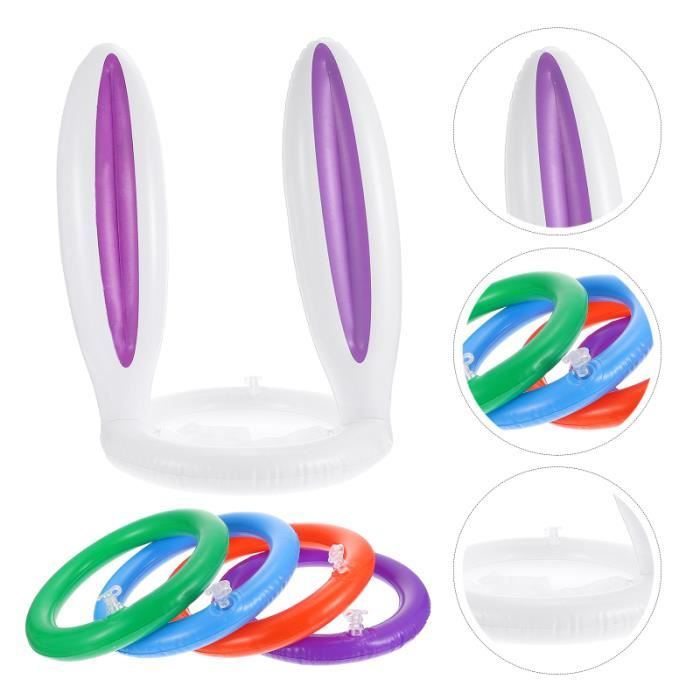 Jeu De Lancer Pâques 5 Pièces - Lapins Gonflables + Anneaux - Jeu Fête Familiale Enfants