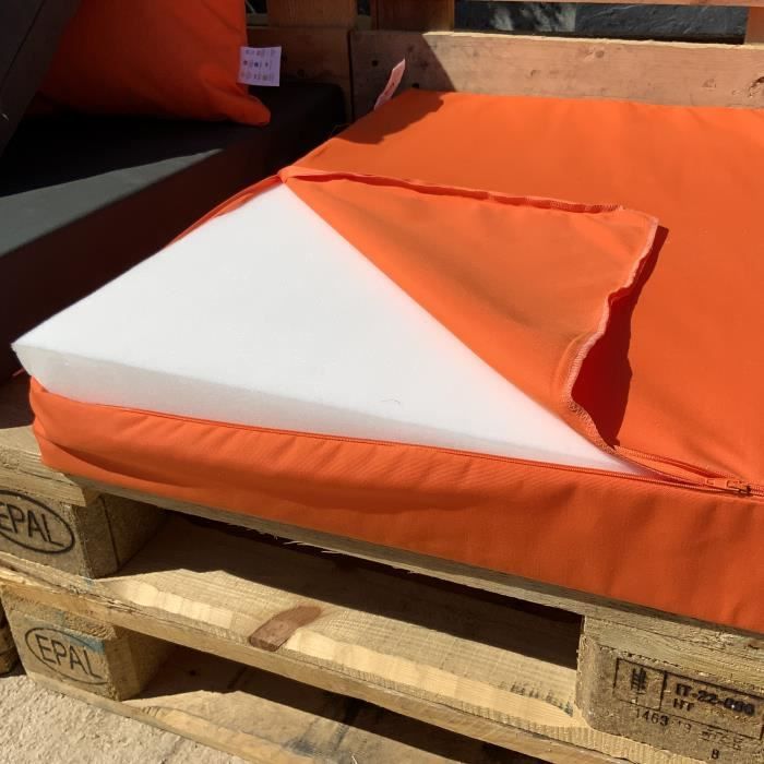 Housse d'assisse pour salon palette tissus ultra résistant Orange 80x120x5 cm