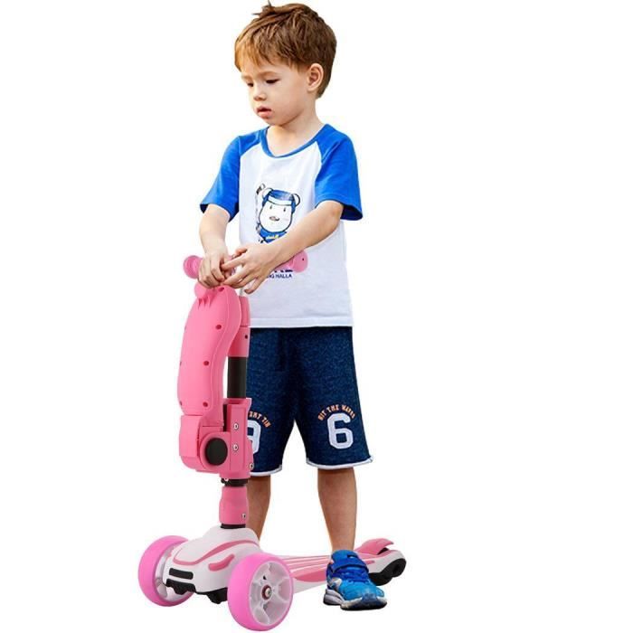 Trottinette Enfant Scooter Enfant 3 8 Ans 2 En 1 Pliant Hauteur Reglable Clignotant Roue Abec 7 Avec Siege Pivote Rose Achat Vente Trottinette Enfants 3 8 A Cdiscount