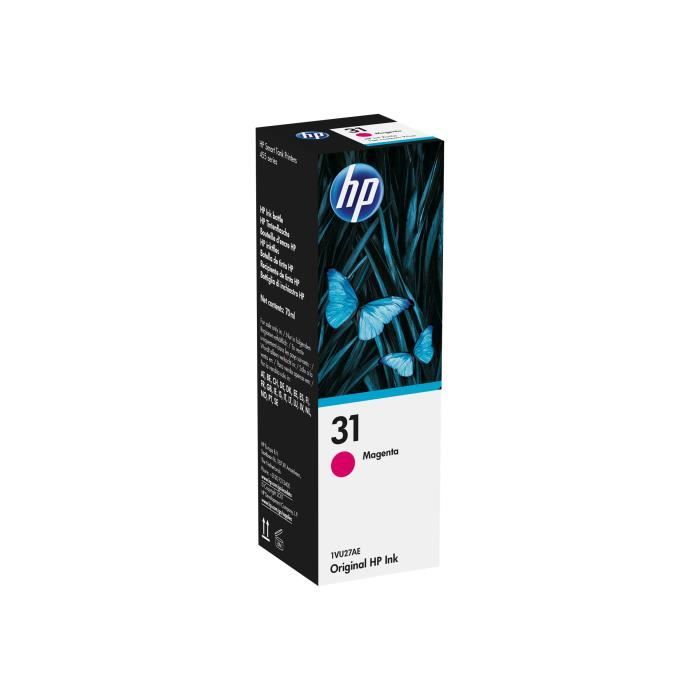 HP 31 Bouteille dencre magenta authentique 70 mL (1VU27AE) pour HP Smart Tank 455/457/513/Plus 555/Plus 559/Plus 570/Plus 655