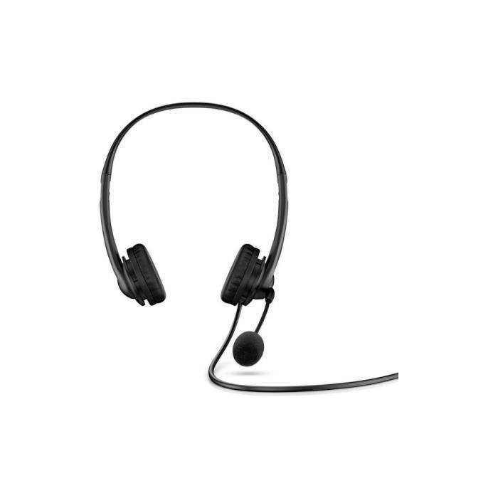 Casque Stereo HP Headset 400 Noir filaire cuir végétal idéal pour télétravail, cuir vegan durable, prise casque universelle de 3,5