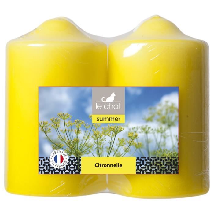 Le Chat Lot De 2 Bougies Parfumees Citronnelle Jaune Cdiscount Maison