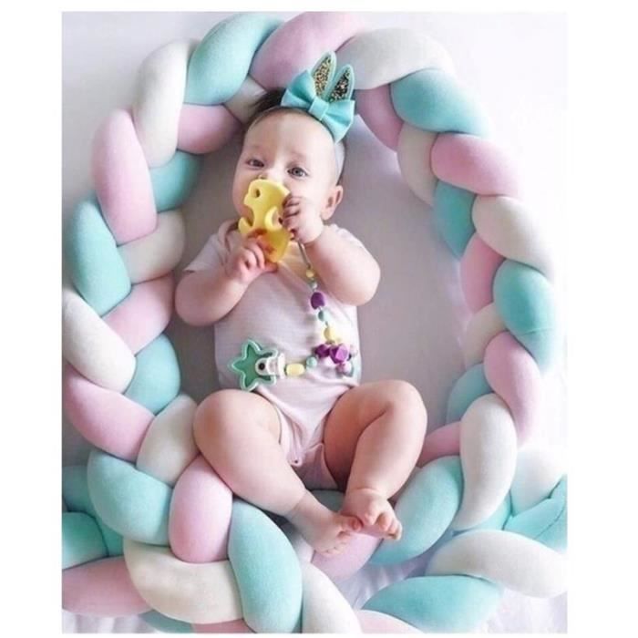 2m Tour De Lit Coussin Tresse Bebe Serpent Coussin Blanc Vert Rose Cdiscount Puericulture Eveil Bebe