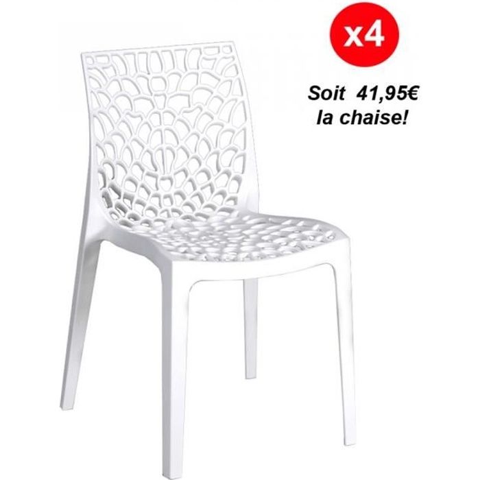 lot de 4 chaises empilables tela / blanc