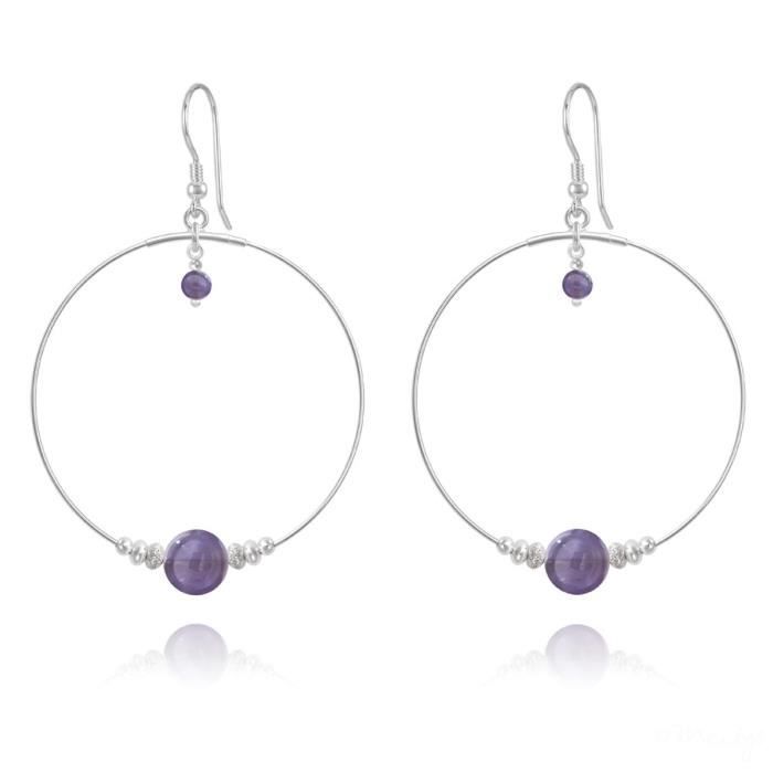 Boucles d'Oreille Argent & Améthyste | Ludovic Goupil