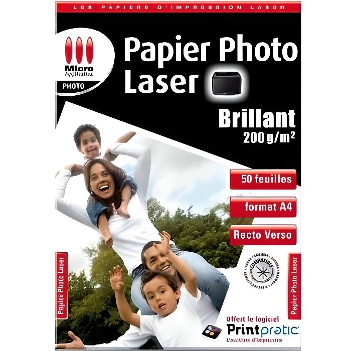 Pack de 50 papiers Photo laser premium Micro Application Ma-5349 format A4