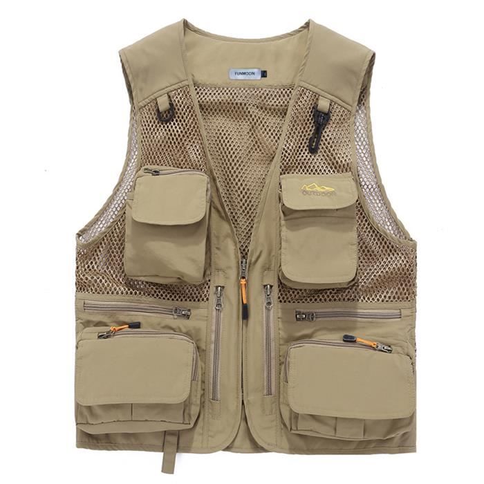 Veste sans manches en plein air Gilet en Multi Poches et ouverture