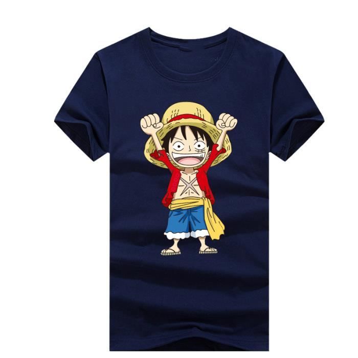 t shirt pas cher Homme Col rond Grande taille Dessin anime avec imprime Le roi des pirates Gris Polo Hommes VeTement Masculin