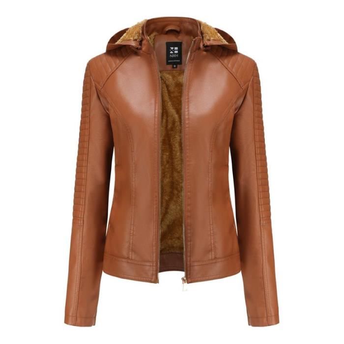 Veste simili deals cuir femme marron