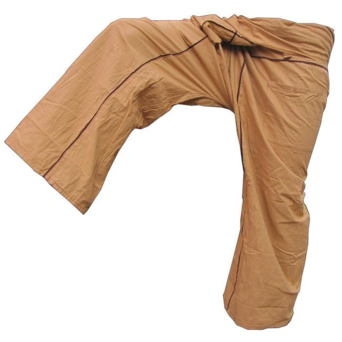 Pantalon De Pêcheur Thaïlandais En Coton - Taille Unique Réglable (S à L) - Confort Yoga, Méditation, Détente