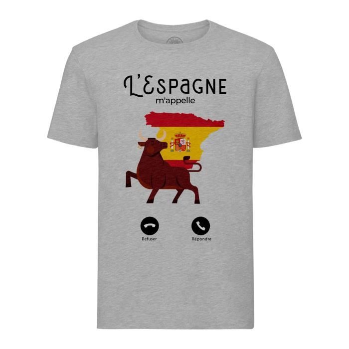 T-shirt Homme Col Rond Gris L'Espagne M'Appelle Drapeau Taureau Corrida  Gris - Cdiscount Prêt-à-Porter