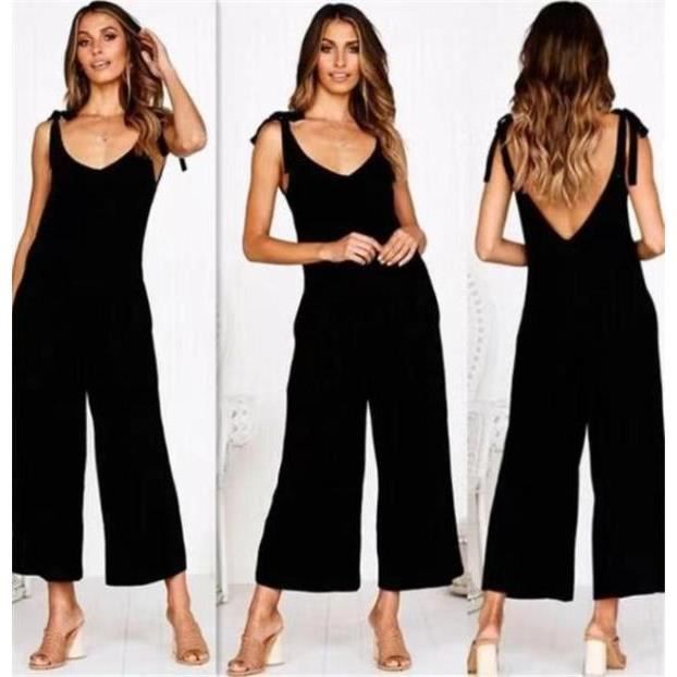 Combinaison Pantalon Femme Large Col V Volants Ceinturée - Élégante Et Confortable Été