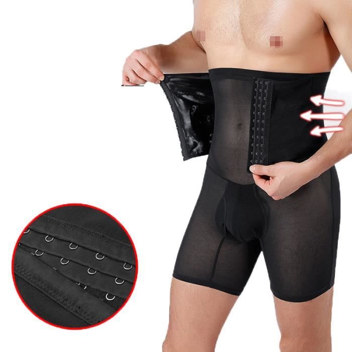 DEMEUBECulottes Gaine Hommes Noir - Boxer Amincissant Élastique pour Silhouette Mince et Confortable