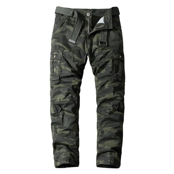 Pantalon Cargo Garçon 100% Coton - Style Militaire Camouflage, Multi-Poches, Taille Élastique - Pour Outdoor Et École
