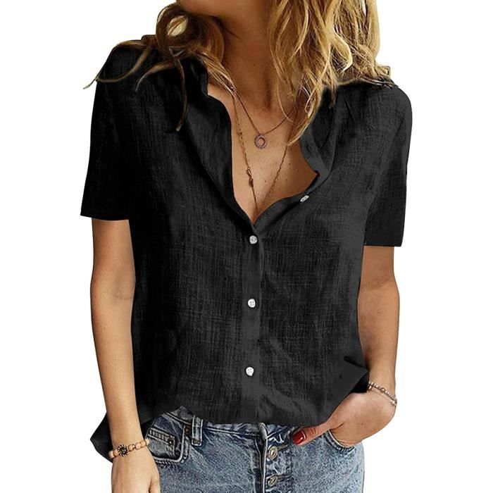 Cdiscount Chemise Femme Chemise Femme Été En Coton Lin T-Shirt