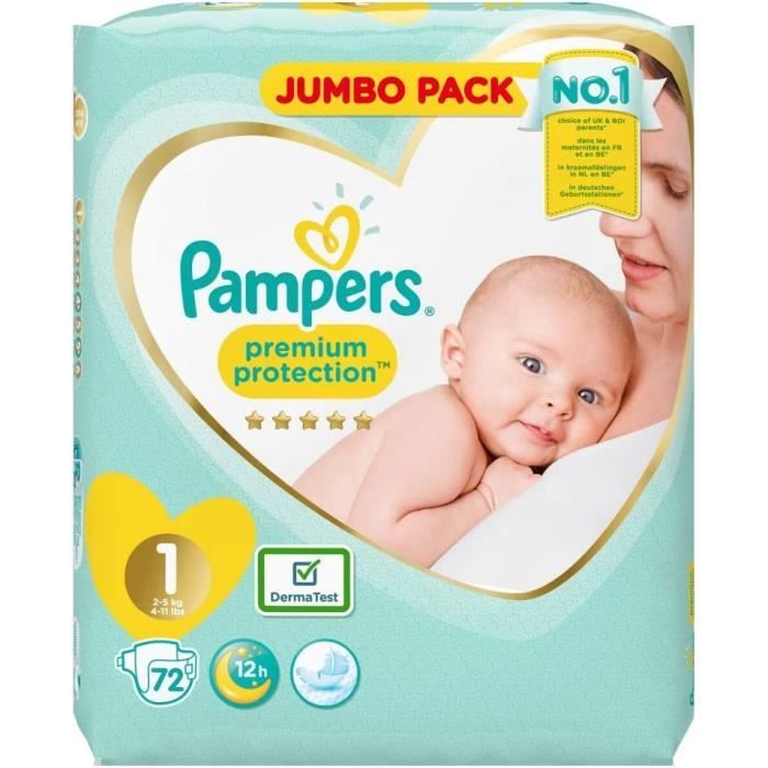 Pampers Premium Protection Lot de 72 couches pour bébé Taille 1