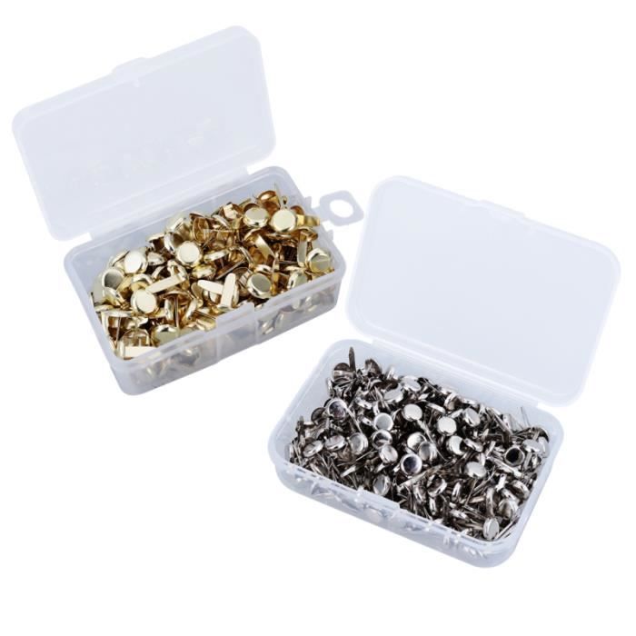 200 Pièces Attaches En Laiton Créatives Avec Perforateur Manuel - Mini Brads Claws Résistants Pour Scrapbooking, Fixation & Décoration DIY