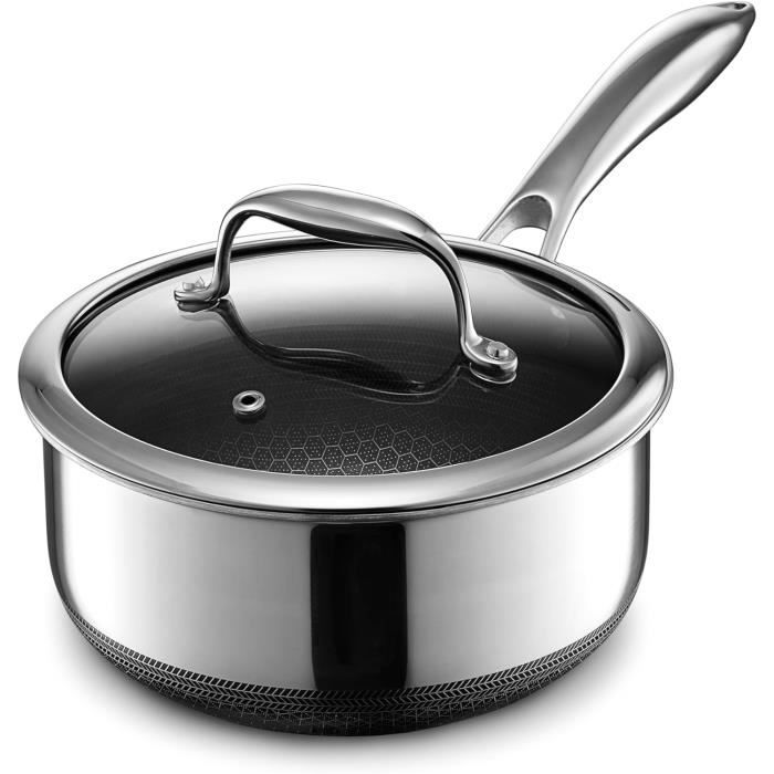 Casserole Antiadhésive En Alliage De Titane 12 Pouces (30 Cm) Avec Couvercle - Poêle à Sauter Profonde - Compatible Tous Feux - 3