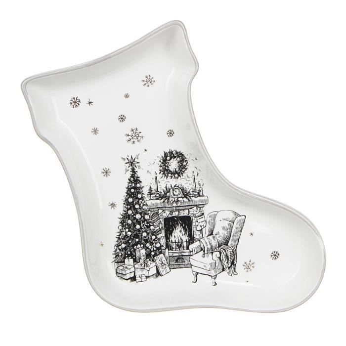 Assiette De Noël Panettone Casse-Noisettes - Porcelaine, Diamètre 31cm, Lavable Lave-Vaisselle Et Micro-Ondes