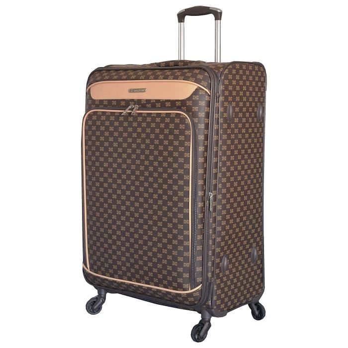 valise 70 cm extensible à 4 roues 360° marron - snowball