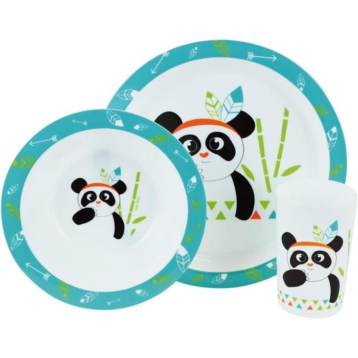 Set Da Pranzo Per Bambini FUN HOUSE Panda Indian - Piatto, Ciotola E Bicchiere, Adatti Microonde