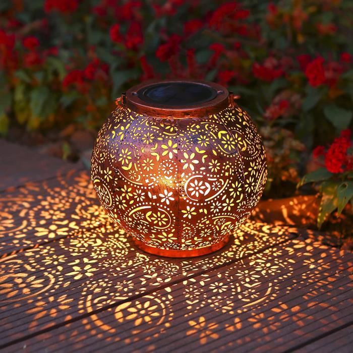 Lanterne Solaire Extérieur Boule Verre - 30 LED Blanc Chaud - Étanche IP65 - Décoration Jardin Et Terrasse