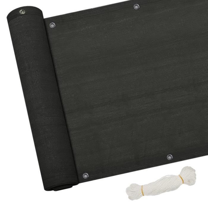 Brise-Vue Balcon 100 X 325 Cm - Protection UV HDPE Occultant Marron Avec Oeillets Et Cordons