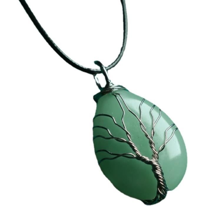 Pendentif arbre de vie Howlite bleue - Poussiere de lune