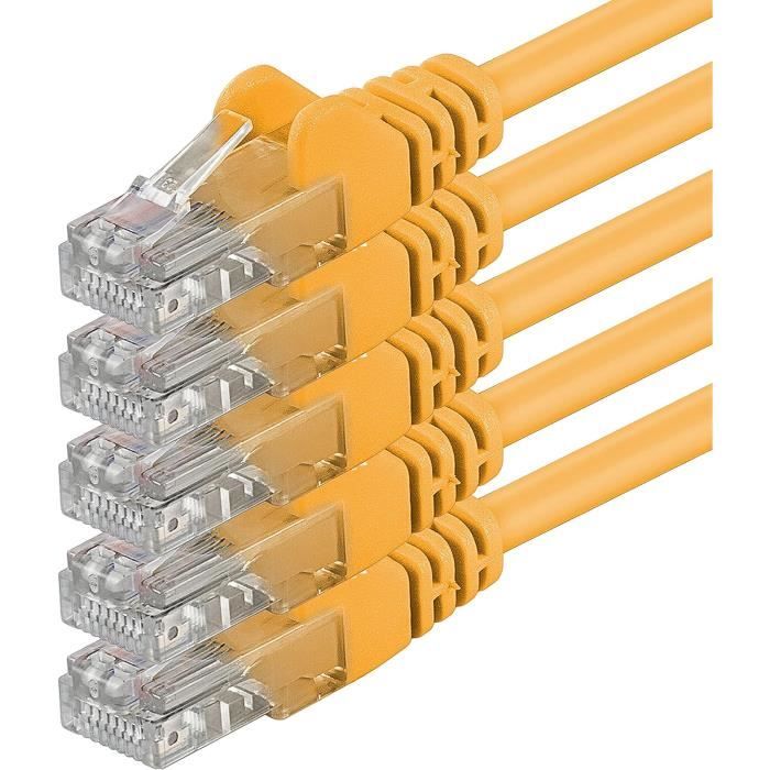 2M Cat 6 Câble Réseau Ethernet Cat6 Lan Rj45 8P8C 1Gbps Jaune - 5 ...