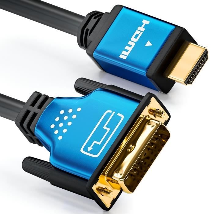 Câble HDMI Vers DVI Bi-directionnel 2m SOEYBAE – Adaptateur 1080p Full HD, Connecteurs Or 24k, Blindage Anti-Interférences