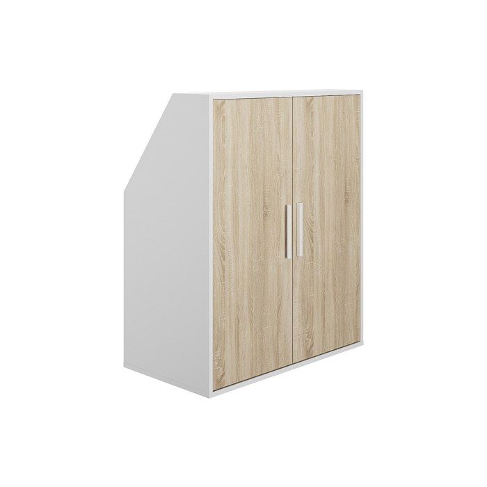 Armoire sous pente 2 portes - Blanc et naturel - ADEZIO Armoire sous pente 2 portes - Blanc et naturel - ADEZIO