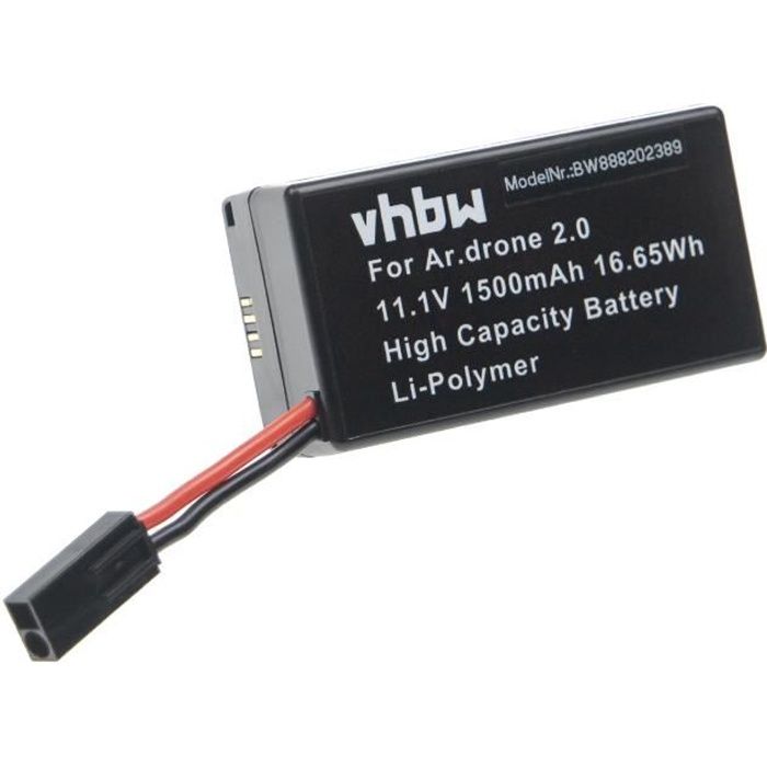 vhbw Batterie compatible avec Parrot AR Drone 1,0, 2,0, 2.0 HD drone (1500mAh, 11,1V, Li-polymère)