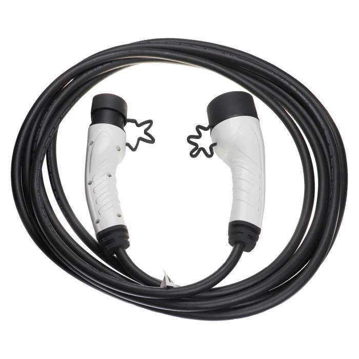 Vhbw Câble de recharge type 2 vers type 2 compatible avec DS 7 Crossback  E-Tense 225 voiture électrique - 3 phases, 16 A, 11 kW, 5 m