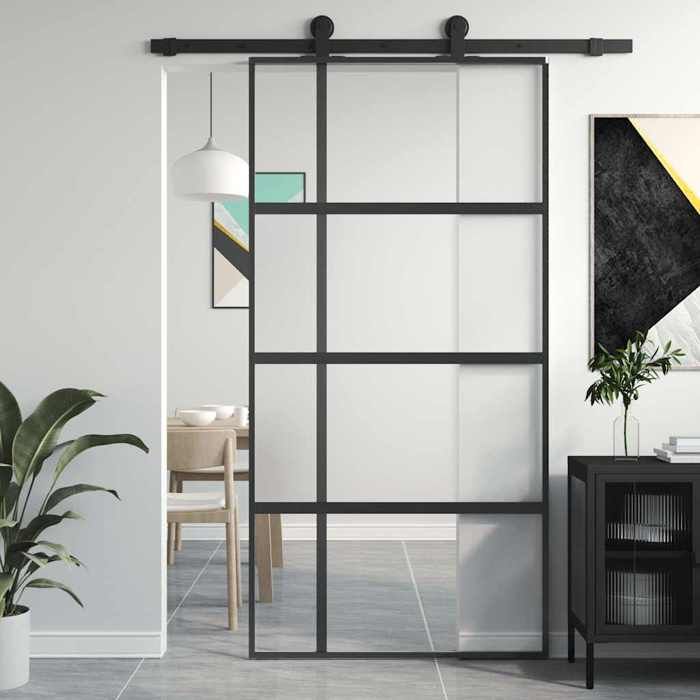 vidaXL Porte Coulissante Porte de Grange Porte Intérieur Porte de Chambre à Coucher Cuisine Entrée Noir 1025x205 cm 155230