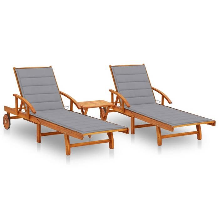 vidaXL Chaises longues lot de 2 Acacia - vue 3