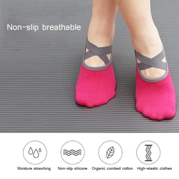 chaussettes de yoga antidérapantes pour femmes yosoo - gris - yoga - absorption des chocs et stabilité