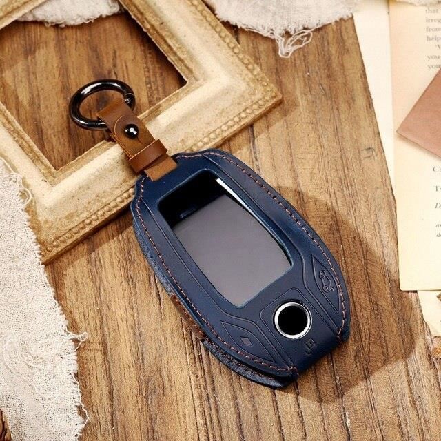 COQUE DE CLE,12--Porte-cl?�s En Cuir V?�ritable Peau L'affichage ?? Led De Voiture Couverture De 