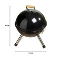 Grille de barbecue ronde JEOBEST - Mini-gril boule noir pour grillades directes ou indirectes - Diamètre 30 cm-1