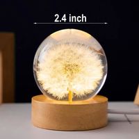 Boules De Cristal Décoratives 50 Mm - 7 Couleurs Avec Base En Bois - Rotation 360° - Veilleuse Pour Salon, Chambre