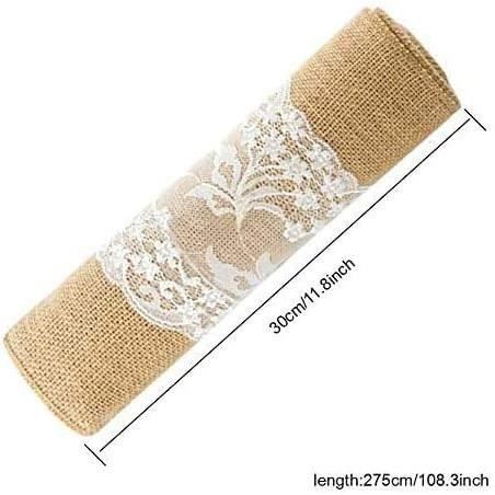 ULTECHNOVO 10M Chemin De Table Toile De Jute Vintage Rustique Pour Mariage Et Événements Champêtres